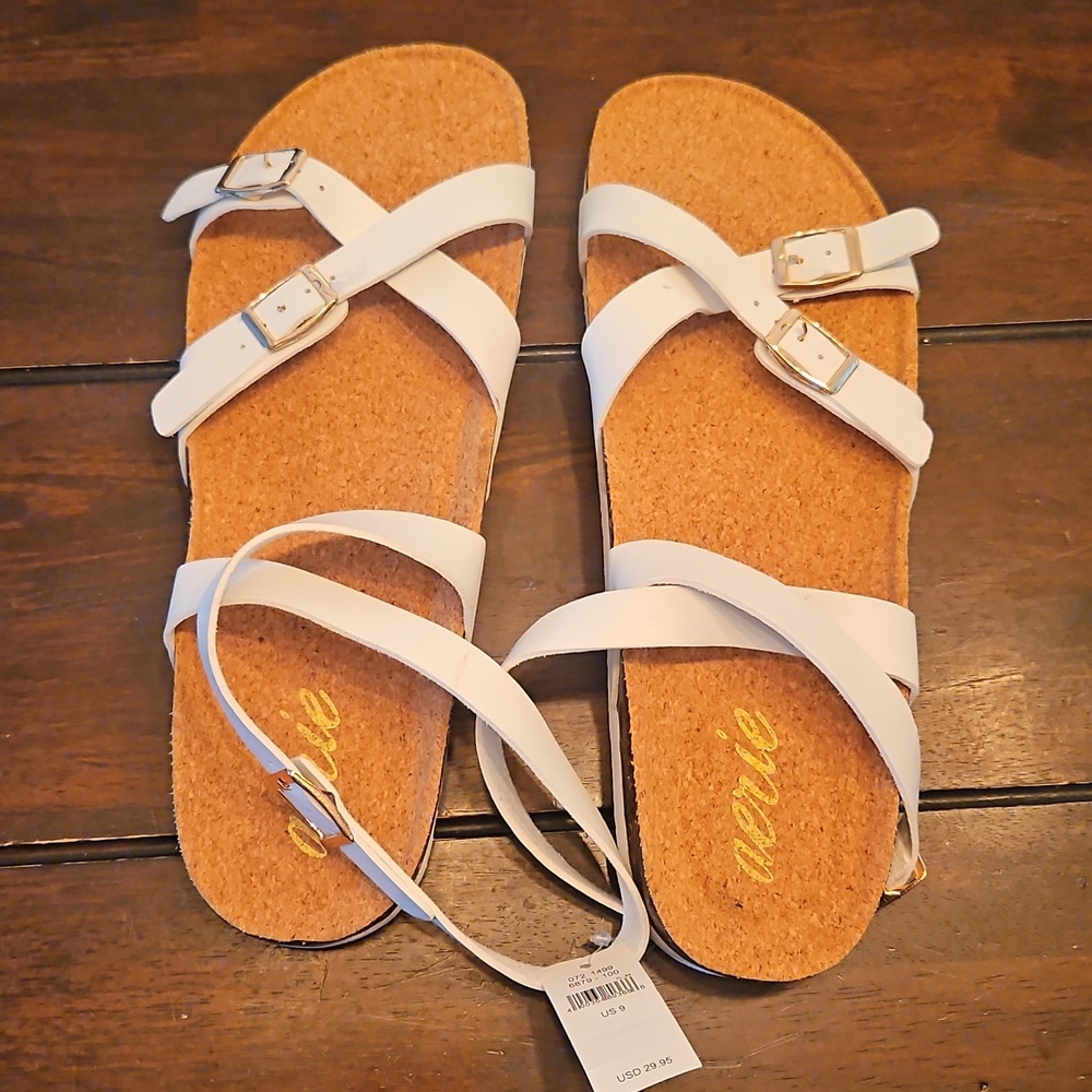 "Aerie" White Strappy Sandals